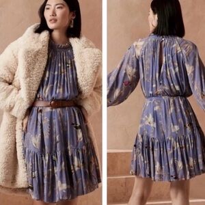 Banana Republic Lavender Floral Long Sleeve Dress size Petite Small